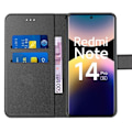 Miniatyrbillede 3 af 6: Coque + 2 Glaser med Tempereret Glas til Xiaomi Redmi Note 14 Pro 5G (ikke til 4G) Beskyttelse med Klap i Syntetisk Læder Sort Svart