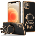 Miniatyrbillede 1 af 4: Beskyttelsescover - E.F.CONNECTION - iPhone 12 - Blød TPU - Sort - Rumvæsen Astronaut Svart