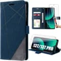 Coque - E.F.CONNECTION - för Xiaomi 13T/13T Pro - Mörkblå - PU-läder - Kortficka - Handsfree Stöd marinblå