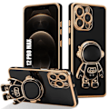 Miniatyrbillede 1 af 4: Beskyttelsesskal - TPU - iPhone 12 Pro Max - Fleksibel - Astronautmotiv - Sort Svart