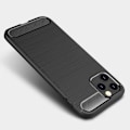Miniatyrbillede 2 af 4: Silikone + hærdet glascover til iPhone 12 Pro Max, stødsikker blødt kulfibermønster - sort