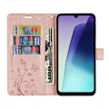 Miniatyrbillede 3 af 6: Cover og 2 Dypede Glas til Xiaomi Redmi 14C, Beskyttelse Klap Stødabsorberende Syntetisk Læder Rosa Sommerfuglblomst Mønster Rosa