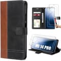 Skydd för Xiaomi 14 Pro - Brun - Fällbart PU-läderfodral - Stötabsorberande - Plånbok - Stöd Brun svart