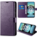 Miniatyrbillede 1 af 6: Coque til Xiaomi Redmi Note 14 4G (ikke til 5G) Flip Case Stødabsorberende Kunstlæder - Mørk Lilla Mörklila