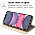 Miniatyrbillede 2 af 6: Etui til iPhone 11 - Beskyttelse i syntetisk læder med flip, stødabsorberende og ridsefrit i guld gyllene