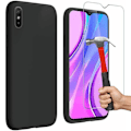 Miniatyrbillede 1 af 4: Etui til Redmi 9A (6,53") s Beskyttelse Blød silikone Højstyrke Præcis skæring Sort med hærdet glas Svart