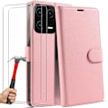 Miniatyrbillede 1 af 4: Flap-etui til Xiaomi 13, lyserødt syntetisk læderbeskyttelse og 2 hærdede briller Rosa