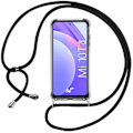 Miniatyrbild 1 av 4: Fodral - E.F.Connection - Mi 10T Lite - Förstärkt Skydd - Mjuk TPU - Svart Snöre Transparent-svart