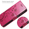 Miniatyrbillede 6 af 6: Coque til Xiaomi Redmi 14C, Anti-Ridser Beskyttelse 360 Grad Effekt Læder Fuchsia Mønster Plante Sommerfugl Fuchsia