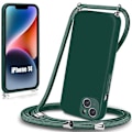 Miniatyrbillede 1 af 4: Justerbart Cord Case til iPhone 14 Midnight Green Protection Blød tynd silikone Nattgrönt