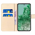 Miniatyrbild 3 av 4: Heltäckande fodral för Google Pixel 8 Pro - Guldlädereffektskydd med stativ och korthållare