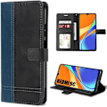 Miniatyrbillede 1 af 4: Etui til Xiaomi Redmi 9C - 10A - Foldbar Anti-ridsebeskyttelse Lædereffekt Marineblå-sort