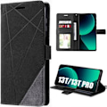 Miniatyrbild 1 av 4: Cover för Xiaomi 13T - E.F.Connection - 13T Pro - Stötabsorberande - PU-läder - Kortfack Svart