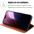 Miniatyrbillede 2 af 4: Coque - MÆRKE - iPhone 16 Pro - Syntetisk Læder Brun - Magnetisk Klap - 2 Tempererede Glas kastanj