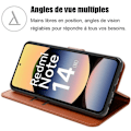 Miniatyrbild 2 av 6: Fodral för Xiaomi Redmi Note 14 5G (inte för 4G) Stöttålig Skydd Syntetiskt Läder Brun kastanj