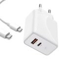 Miniatyrbild 1 av 4: 30W 2-i-1 PD 20W+QC 3.0 USB-laddare med USB-C-kabel för OPPO A72 A73 5G A74 5G A92 A94 5G Vit