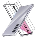 Miniatyrbillede 1 af 4: Etui til Samsung Galaxy A54 og 2 hærdede briller - Forstærket hjørnebeskyttelse Høj modstands silikone Transparent