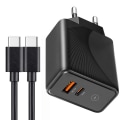 Miniatyrbillede 1 af 4: 30W 2-Port QC 3.0+PD 20W hurtigoplader med USB-C-kabel til Xiaomi 12T - 12T Pro - 12 Lite - 12 - 12X - 12 Pro - Sort