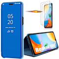 Miniatyrbild 1 av 4: Fodral till Xiaomi Redmi 10C + 2 härdade glasögon Spegeleffekt Genomskinligt fönsterskydd Blå Klar sikt