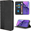Miniatyrbild 1 av 4: Coque för Xiaomi Redmi Note 13 Pro+ 5G - E.F.Connection - Etui Svart PU Läder - Stöd Bädd - Magnetisk - Mjuk Svart