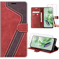 Miniatyrbild 1 av 4: Coque - E.F.Connection - för Xiaomi Redmi Note 12 5G - Syntetiskt Läder Röd-Brun - med 2 Härdat Glas Rödbrun