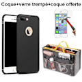 Miniatyrbillede 1 af 4: Pakke - E.F.CONNECTION - til iPhone 7 Plus - Silikone Cover Sort - Tempereret Glas - Gratis Taske Svart