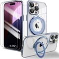 Fodral + 2 härdade glasögon för iPhone 16 Pro, stötsäkert silikonskydd med blå kontur och magnetiskt stöd