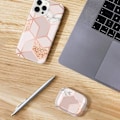 Miniatyrbillede 4 af 4: Cover til iPhone 16 med 2 hærdede briller, beskyttelse Pink marmormønster Stødsikker anti-ridse