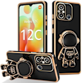 Miniatyrbillede 1 af 4: Silicone Cover - Xiaomi - Redmi 12C/11A - Sort - Anti-Ridser - Justerbart Astronaut Støtte Svart