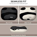 Miniatyrbillede 5 af 6: Cover til AirPods 3 2021, Blødt Silikonebeskyttelse Stødabsorberende Kradsesikker med Håndledsrem - Hvid og Sort Panda Mønster vit svart