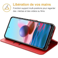 Miniatyrbild 2 av 4: Fodral för Redmi Note 10-Note 10S (6,43") Röd 360 graders skydd Anti-Shock Läder Effekt Anti-Scratch Röd