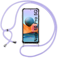 Miniatyrbillede 1 af 4: Etui til Redmi Note 10 Pro 5G (6,67") Stødsikker beskyttelse Forstærkede hjørner Tynd gennemsigtig TPU med lilla ledning Transparent-lila