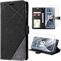 Miniatyrbillede 1 af 6: Coque + 2 Glas Med Anti-Ridser Stødsikker Beskyttelse Flip Cover i Syntetisk Læder Sort til Xiaomi 15 Svart