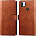 Miniatyrbild 1 av 4: Fodral för Redmi A1+/A2+ (A1 Plus/A2 Plus) Magnetisk stängning Massivt lädereffekt Elegant brun kastanj