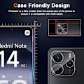 Miniatyrbillede 5 af 6: 2 Bøjede Skærmforhindre og 2 Kamera Beskyttelser til Xiaomi Redmi Note 14 5G (ikke til 4G) Anti-Ridser Transparent