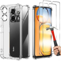 Miniatyrbild 1 av 4: Fodral till Xiaomi Redmi 13C med 2 härdade glasögon, skydd 4 förstärkta silikonhörn