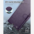 Miniatyrbillede 4 af 6: Coque + 2 Trempede Glas til Xiaomi 15, Beskyttelse med Klap, Anti-Rids, Stødabsorberende, Mørk Lilla Syntetisk Læder Mörklila