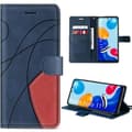 Coque - E.F.CONNECTION - För Xiaomi Redmi Note 11/11S - Mörkblå - PU-läder - Stötabsorberande med kortfickor Marinblå, röd
