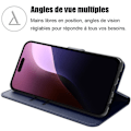 Miniatyrbillede 2 af 4: Coque - MÆRKE - iPhone 16 Pro - Syntetisk læder - Anti-ridser - 2 hærdede glas marinblå