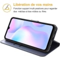 Miniatyrbillede 3 af 4: Etui til Xiaomi Redmi A1/A2 magnetisk lukning Design Stilfuldt massivt lædereffekt - marineblå marinblå