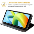 Miniatyrbillede 2 af 4: Etui til Redmi Note 12 Pro+ med 2 hærdede briller, lædereffekt Stødsikker fuld tegnebog sort Svart