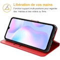 Miniatyrbillede 3 af 4: Etui til Xiaomi Redmi A1/A2 Soft Wallet Stødsikker kortholder beskyttelse PU læder - rød Röd