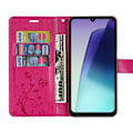 Miniatyrbillede 3 af 6: Coque til Xiaomi Redmi 14C, Anti-Ridser Beskyttelse 360 Grad Effekt Læder Fuchsia Mønster Plante Sommerfugl Fuchsia