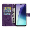 Miniatyrbild 3 av 6: Skyddsfodral och 2 Doppade Glas för Xiaomi Redmi 14C, Stötskydd i Synthesläder, Mörkvioletta Motivet med Fjäril och Växt Mörklila