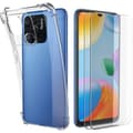 Skyddsskal - E.F.CONNECTION - För Xiaomi Redmi 10C - Transparent - Stötsäkert - 2 Härdade Glas Transparent