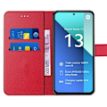 Miniatyrbillede 3 af 4: Coque til Xiaomi Redmi Note 13 4G - E.F.Connection - PU Læder Folio Etui - Rød - 2 Tempered Glas - Justerbar Støtte Röd