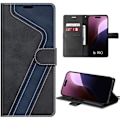 Miniatyrbillede 1 af 4: Cover til iPhone 16 Pro, Blød stødsikker beskyttelse PU-læder - Sort - Marineblå