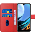 Miniatyrbillede 3 af 4: Rød Beskyttelsesetui i Blødt Læder til Redmi 9T - E.F.CONNECTION - 3 Opbevaringspladser til Kort og Mønter Röd