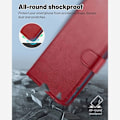 Miniatyrbillede 4 af 6: Coque + 2 Glaser Dipped til Xiaomi Redmi 14C - Flip Case Stødabsorberende Syntetisk Læder Rød Röd