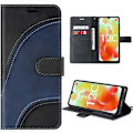 Miniatyrbillede 1 af 4: Etui til Xiaomi Redmi 12C-11A, sort, stødsikkert PU-læder og TPU-etui med kortholder og stativ, stiliseret bølgemønster